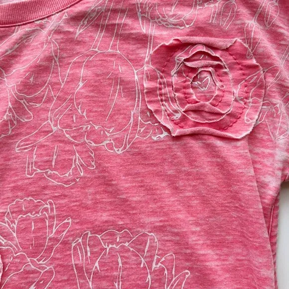 Avenue Pink Floral Embellished Short Sleeve Top Cotton Blend Womens Size 14/16 - Picture 4 of 7